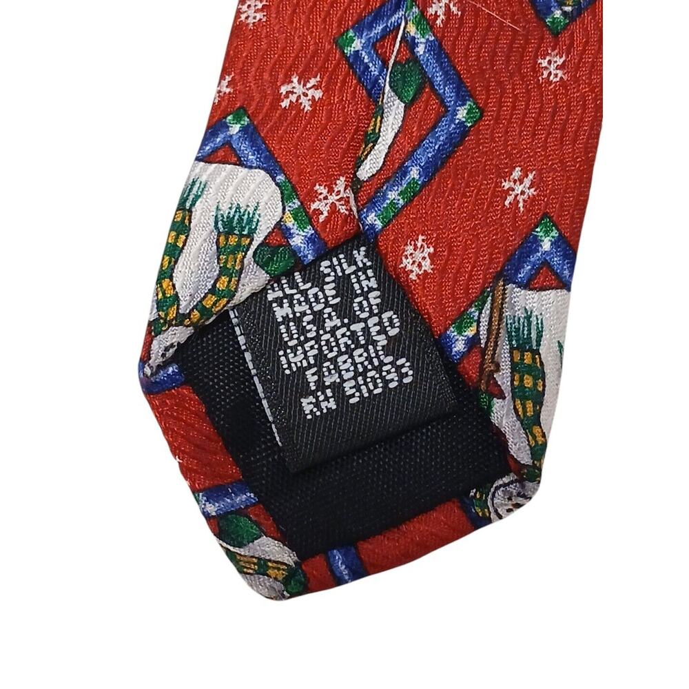 Holidays Snowman Christmas Men's Neck Tie 55" Red SILK Office Party HOLIDAY - Picture 7 of 7